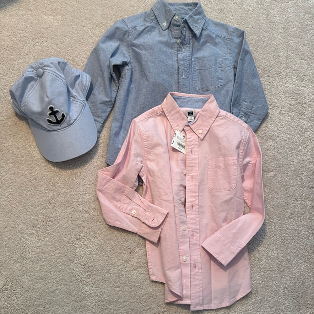 Janie & Jack Pink and CP blue button down